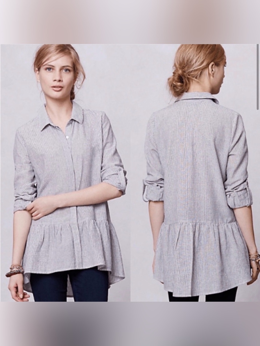 Anthropologie Sunday in Brooklyn Wiley Stripe Peplum Tunic Size Small